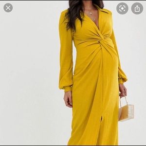 ASOS maternity dress GOLD long sleeve maxi